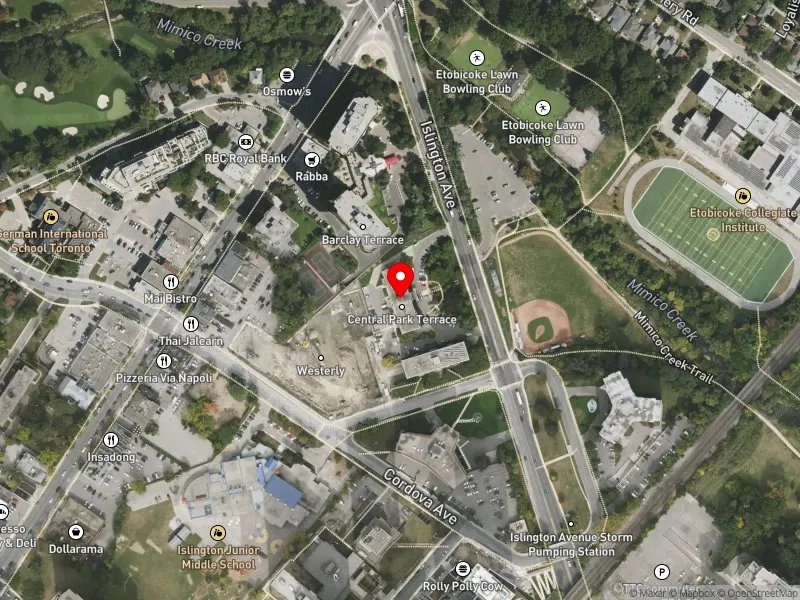 RentSafeTO apartment evaluation satellite view of 1294 ISLINGTON AVE in Etobicoke-Lakeshore, Toronto