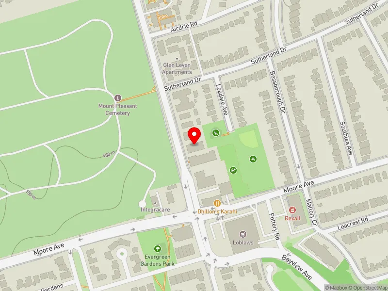RentSafeTO apartment evaluation map view of 1295 BAYVIEW AVE in Don Valley West, Toronto