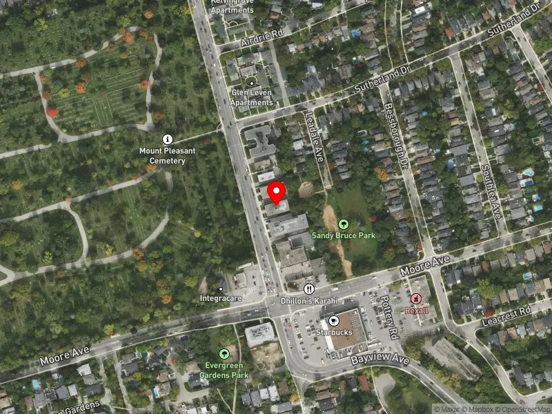 RentSafeTO apartment evaluation satellite view of 1295 BAYVIEW AVE in Don Valley West, Toronto