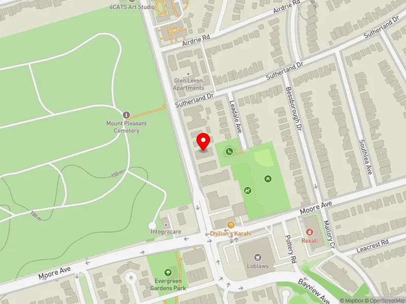 RentSafeTO apartment evaluation map view of 1299 BAYVIEW AVE in Don Valley West, Toronto