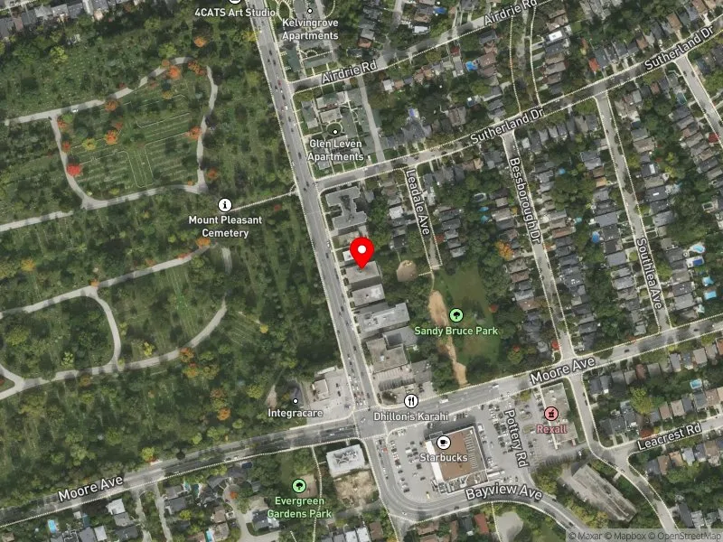RentSafeTO apartment evaluation satellite view of 1299 BAYVIEW AVE in Don Valley West, Toronto