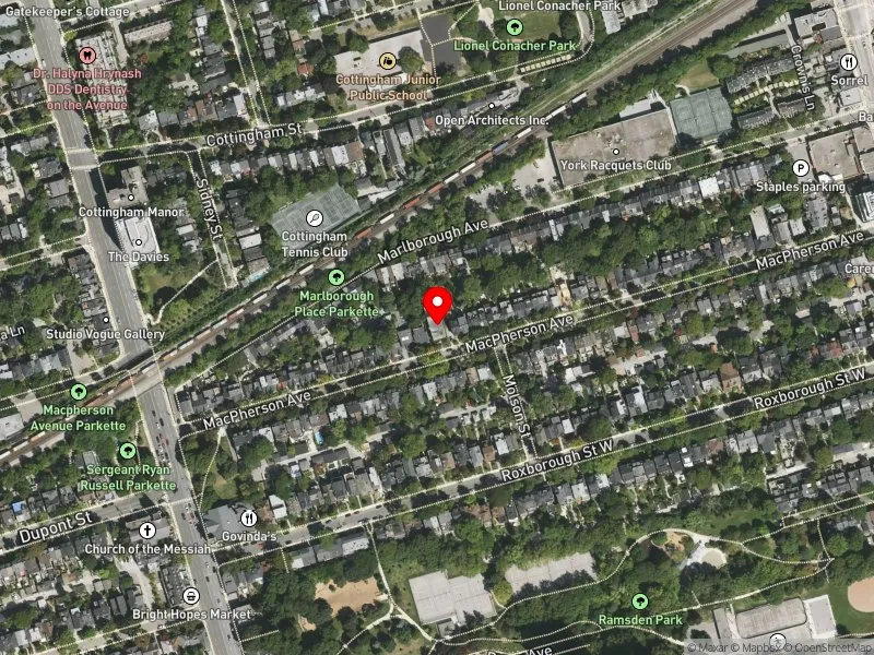 RentSafeTO apartment evaluation satellite view of 130 MACPHERSON AVE in University-Rosedale, Toronto