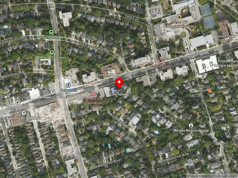 RentSafeTO apartment evaluation satellite view of 130 OLD FOREST HILL RD in Toronto-St. Paul's, Toronto