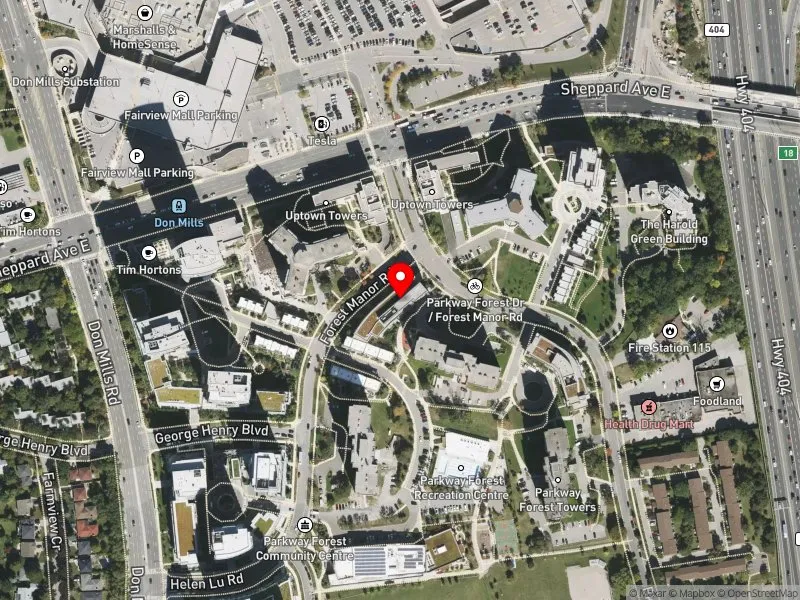 RentSafeTO apartment evaluation satellite view of 130 PARKWAY FOREST DR in Don Valley North, Toronto