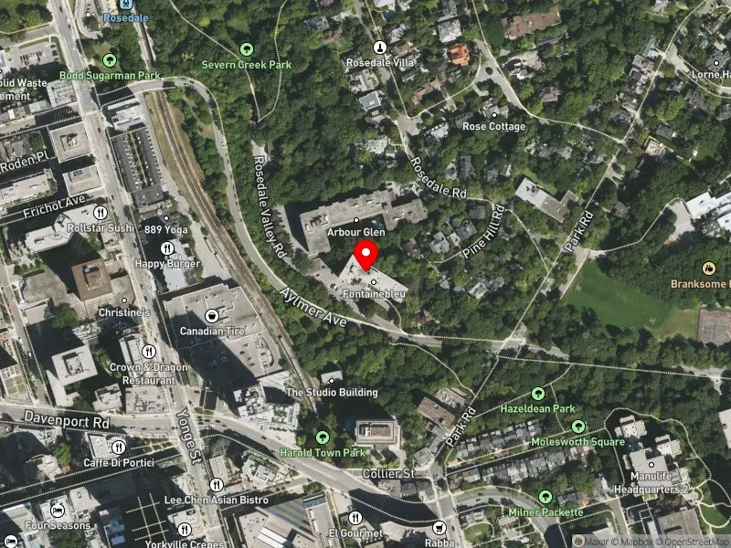 RentSafeTO apartment evaluation satellite view of 130 ROSEDALE VALLEY RD in University-Rosedale, Toronto