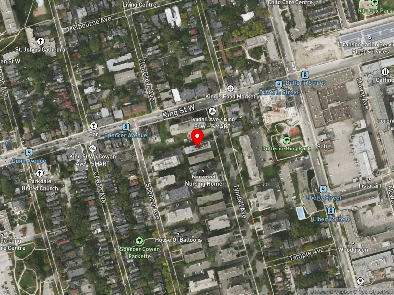 RentSafeTO apartment evaluation satellite view of 130 TYNDALL AVE in Parkdale-High Park, Toronto