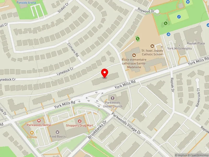 RentSafeTO apartment evaluation map view of 1300 YORK MILLS RD in Don Valley East, Toronto