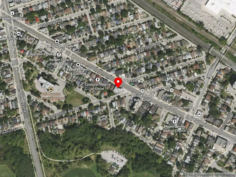 RentSafeTO apartment evaluation satellite view of 1306 WESTON RD in York South-Weston, Toronto