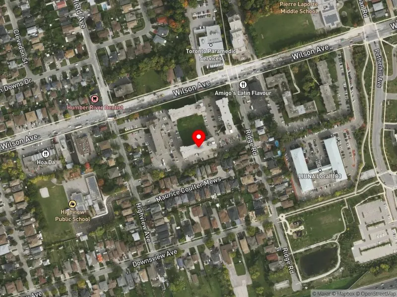 RentSafeTO apartment evaluation satellite view of 1307 WILSON AVE in York Centre, Toronto