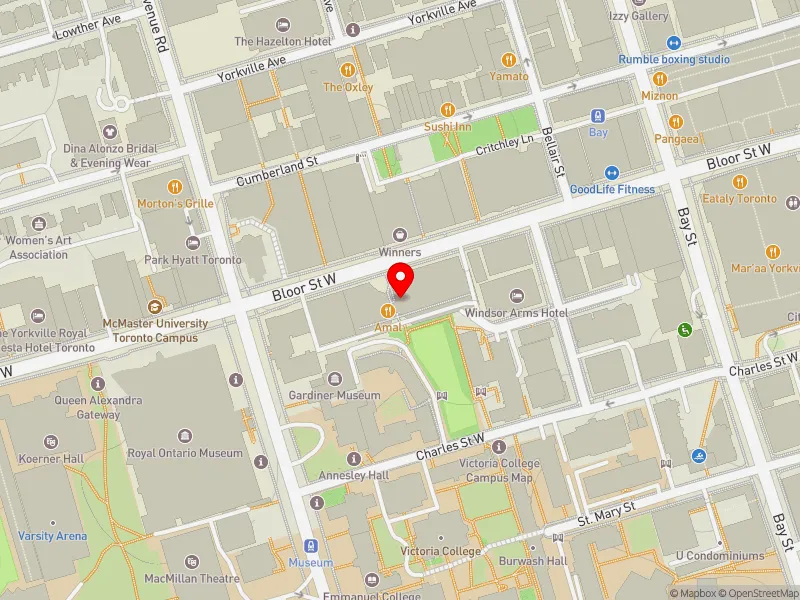 RentSafeTO apartment evaluation map view of 131 BLOOR ST W in University-Rosedale, Toronto