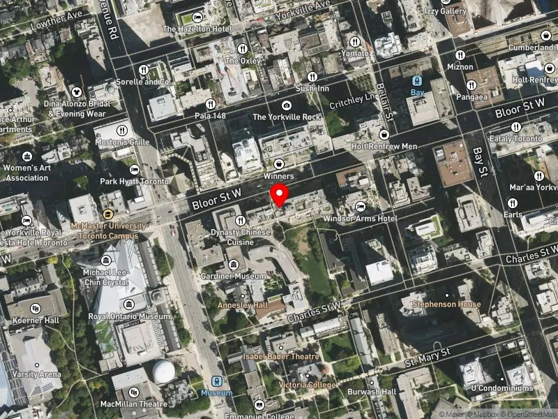 RentSafeTO apartment evaluation satellite view of 131 BLOOR ST W in University-Rosedale, Toronto