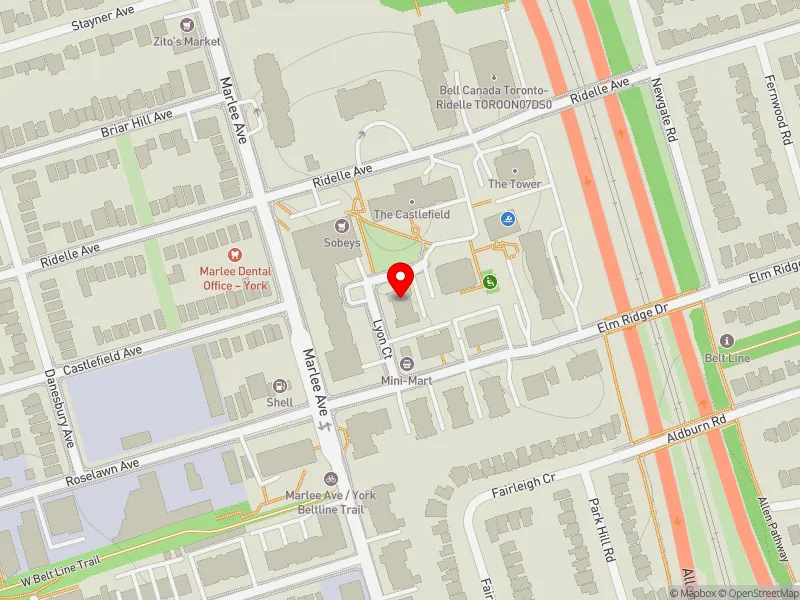 RentSafeTO apartment evaluation map view of 131 LYON CRT in Eglinton-Lawrence, Toronto