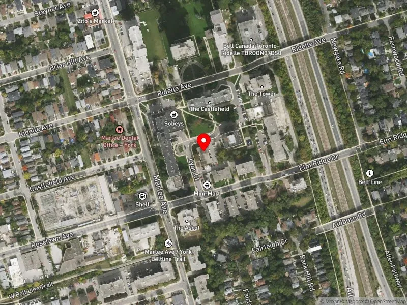 RentSafeTO apartment evaluation satellite view of 131 LYON CRT in Eglinton-Lawrence, Toronto