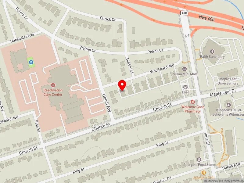 RentSafeTO apartment evaluation map view of 131 WOODWARD AVE in York South-Weston, Toronto