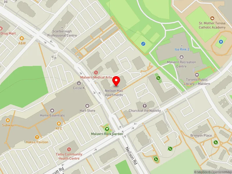 RentSafeTO apartment evaluation map view of 1315 NEILSON RD in Scarborough-Rouge Park, Toronto