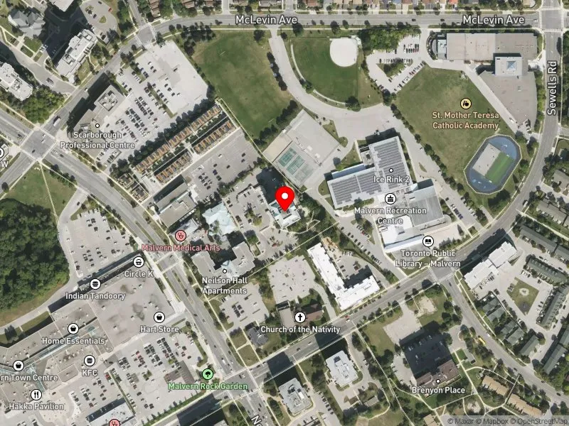 RentSafeTO apartment evaluation satellite view of 1319 NEILSON RD in Scarborough-Rouge Park, Toronto