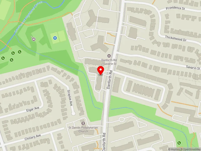 RentSafeTO apartment evaluation map view of 1320 DANFORTH RD in Scarborough Centre, Toronto
