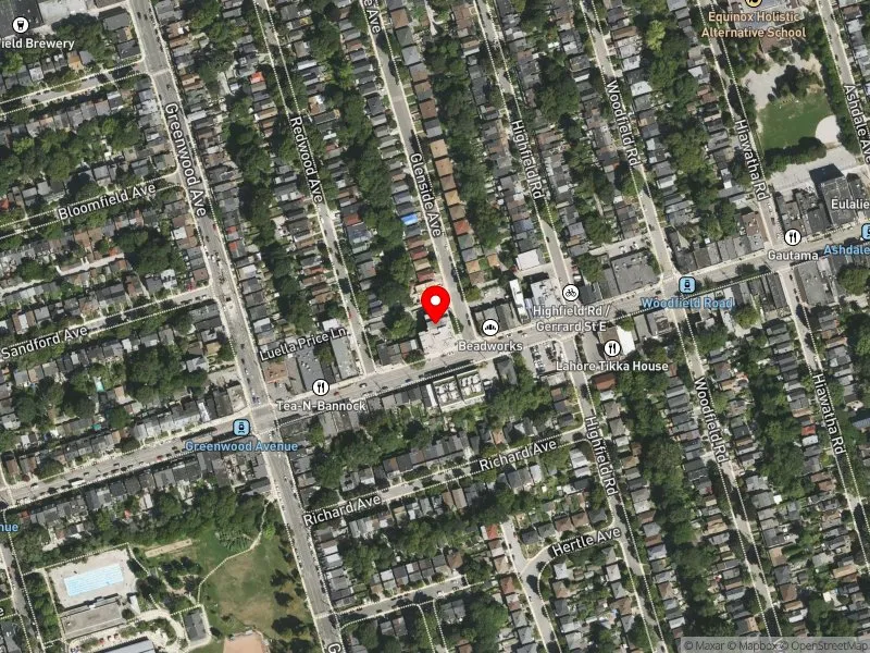 RentSafeTO apartment evaluation satellite view of 1320 GERRARD ST E in Toronto-Danforth, Toronto