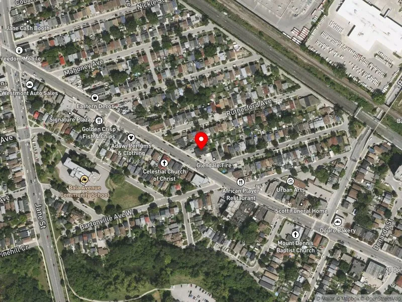 RentSafeTO apartment evaluation satellite view of 1321 WESTON RD in York South-Weston, Toronto