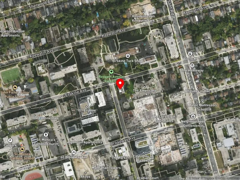 RentSafeTO apartment evaluation satellite view of 133 ERSKINE AVE in Don Valley West, Toronto