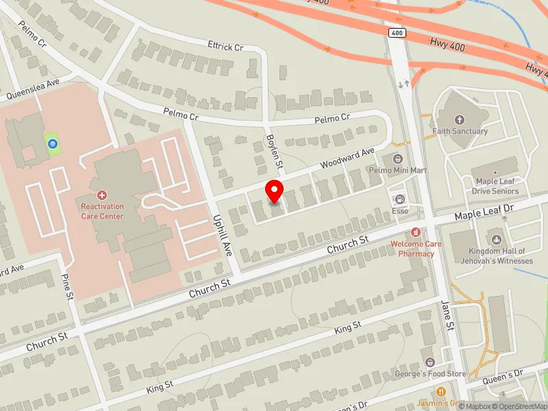 RentSafeTO apartment evaluation map view of 133 WOODWARD AVE in York South-Weston, Toronto