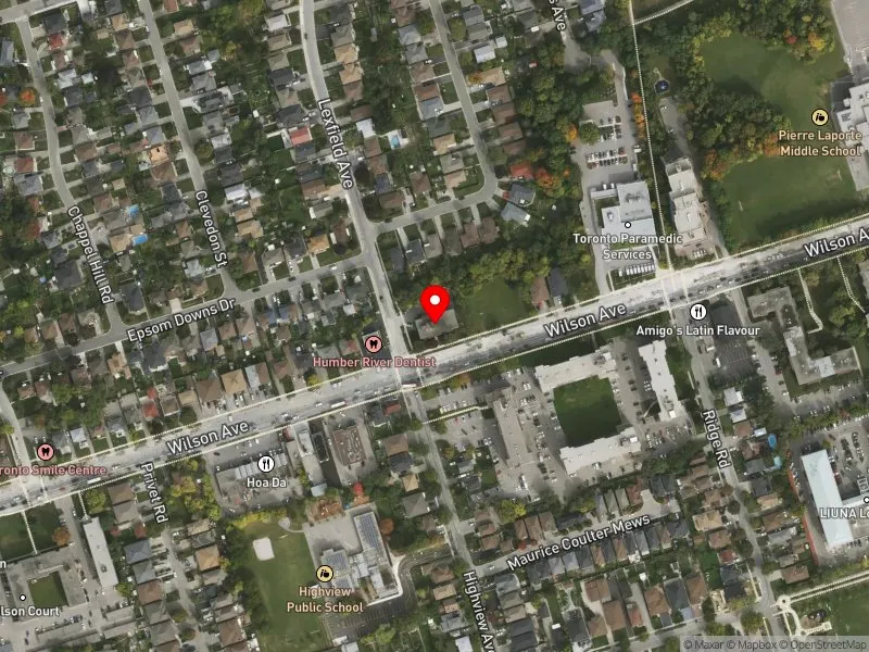 RentSafeTO apartment evaluation satellite view of 1330 WILSON AVE in York Centre, Toronto