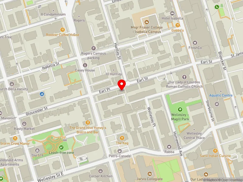 RentSafeTO apartment evaluation map view of 135 EARL PL in Toronto Centre, Toronto