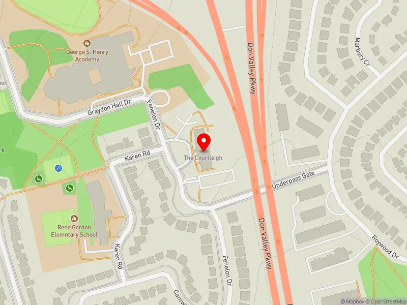 RentSafeTO apartment evaluation map view of 135 FENELON DR in Don Valley East, Toronto