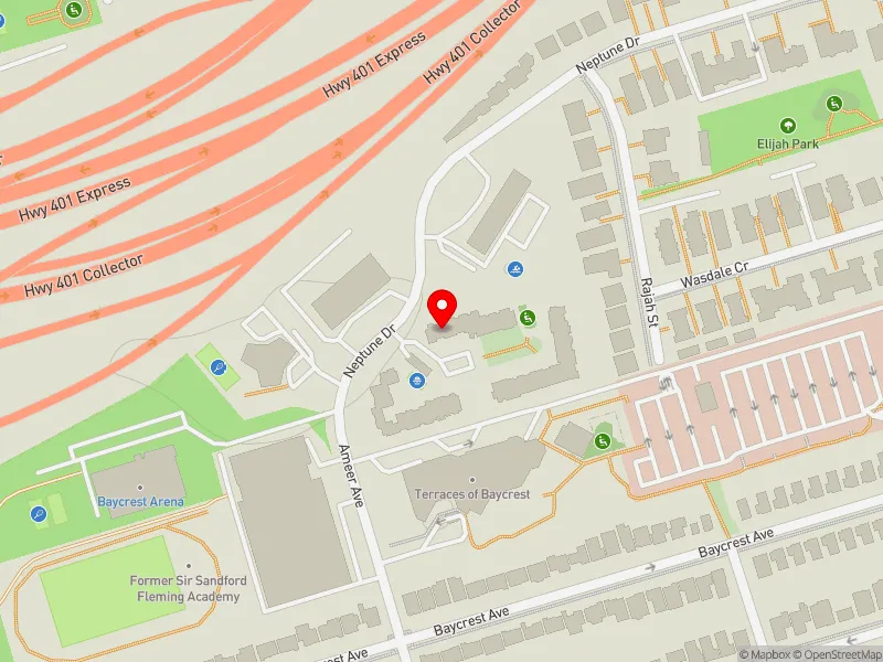 RentSafeTO apartment evaluation map view of 135 NEPTUNE DR in Eglinton-Lawrence, Toronto