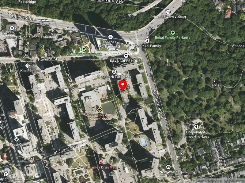 RentSafeTO apartment evaluation satellite view of 135 ROSE AVE in Toronto Centre, Toronto