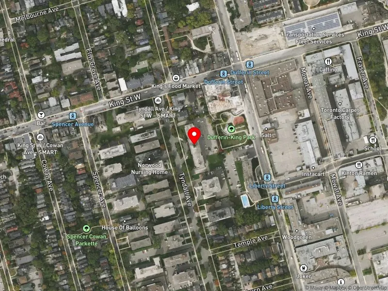 RentSafeTO apartment evaluation satellite view of 135 TYNDALL AVE in Parkdale-High Park, Toronto