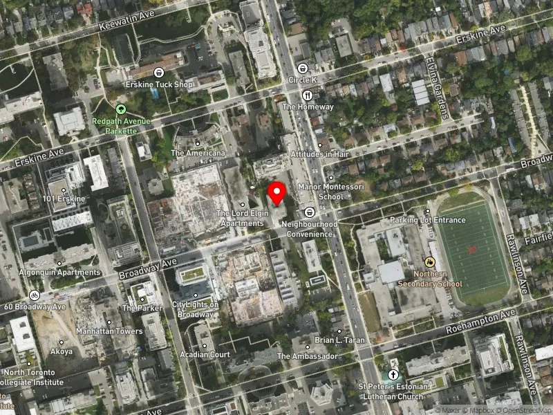 RentSafeTO apartment evaluation satellite view of 136 BROADWAY AVE in Don Valley West, Toronto
