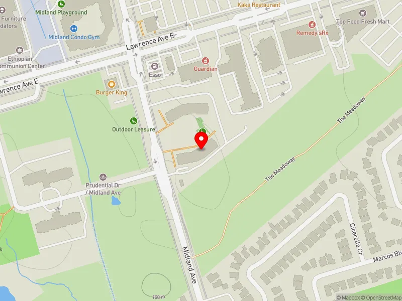 RentSafeTO apartment evaluation map view of 1375 MIDLAND AVE in Scarborough Centre, Toronto