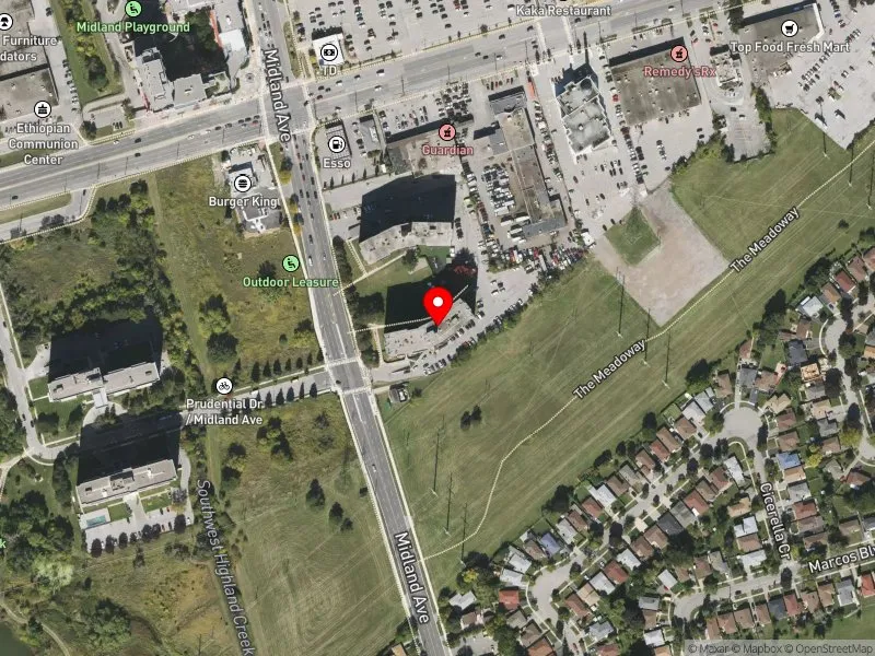 RentSafeTO apartment evaluation satellite view of 1375 MIDLAND AVE in Scarborough Centre, Toronto