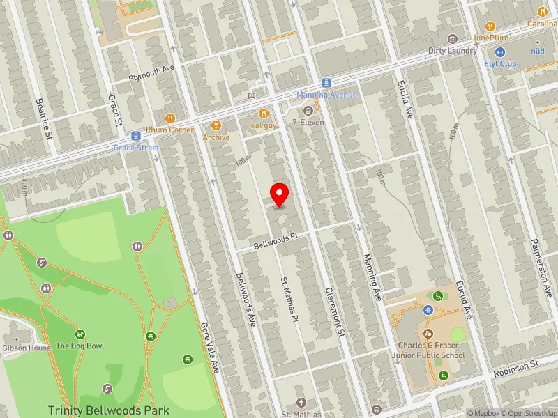 RentSafeTO apartment evaluation map view of 138 CLAREMONT ST in Spadina-Fort York, Toronto