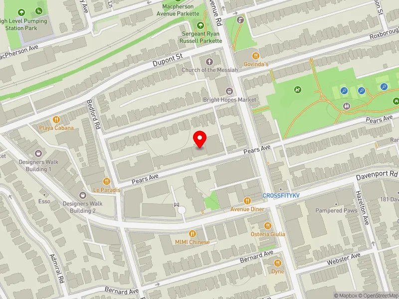 RentSafeTO apartment evaluation map view of 138 PEARS AVE in University-Rosedale, Toronto