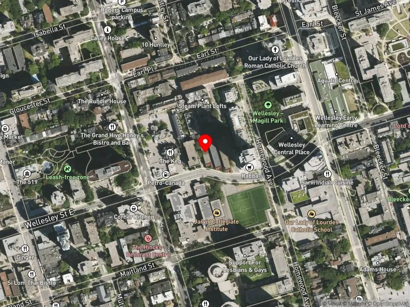 RentSafeTO apartment evaluation satellite view of 138 WELLESLEY ST E in Toronto Centre, Toronto