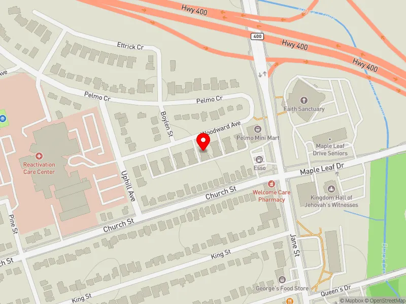 RentSafeTO apartment evaluation map view of 139 WOODWARD AVE in York South-Weston, Toronto