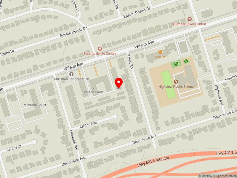 RentSafeTO apartment evaluation map view of 1391 WILSON AVE in York Centre, Toronto
