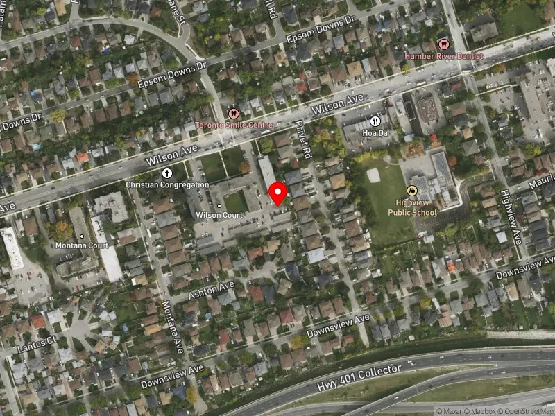 RentSafeTO apartment evaluation satellite view of 1391 WILSON AVE in York Centre, Toronto