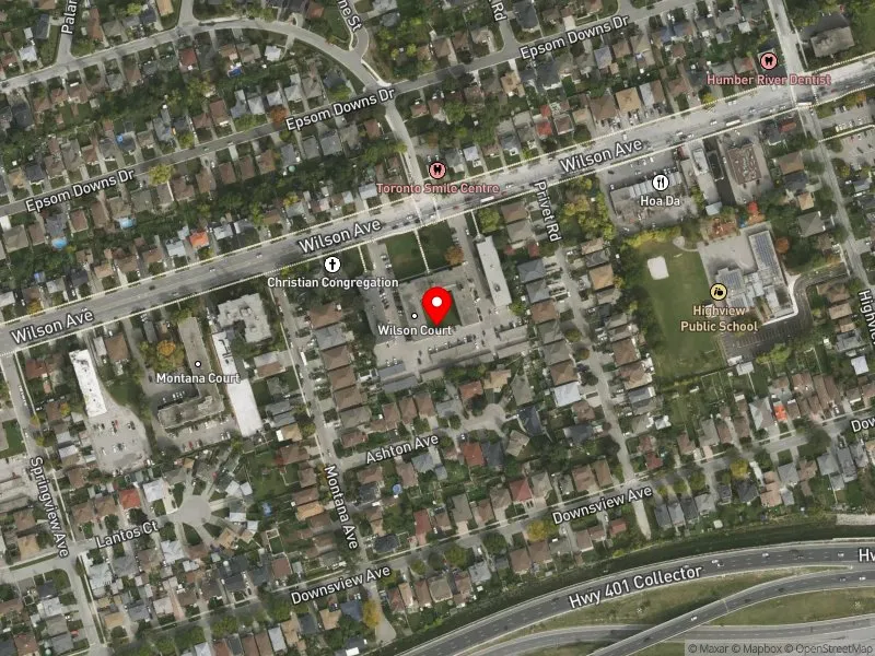 RentSafeTO apartment evaluation satellite view of 1393 WILSON AVE in York Centre, Toronto