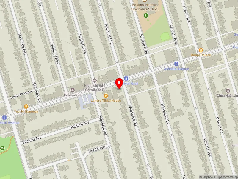RentSafeTO apartment evaluation map view of 1395 GERRARD ST E in Toronto-Danforth, Toronto