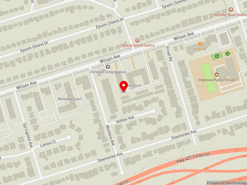 RentSafeTO apartment evaluation map view of 1395 WILSON AVE in York Centre, Toronto