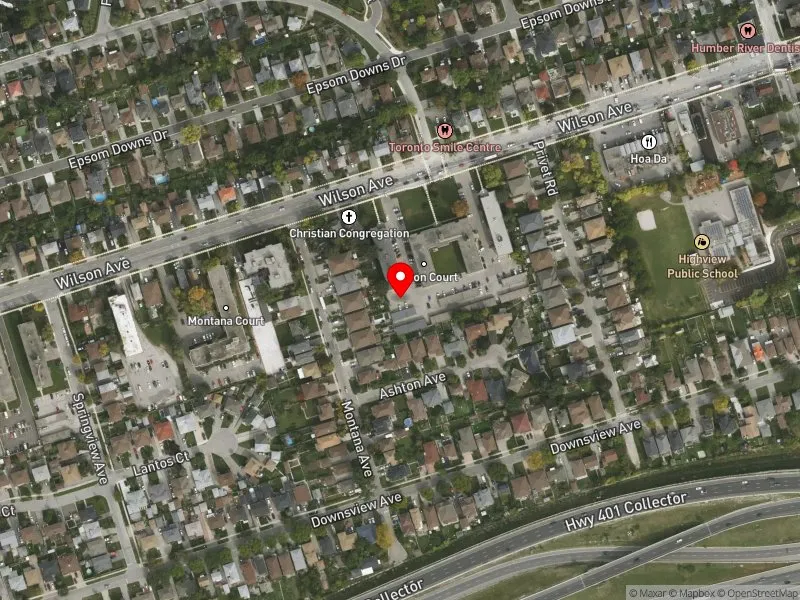 RentSafeTO apartment evaluation satellite view of 1395 WILSON AVE in York Centre, Toronto