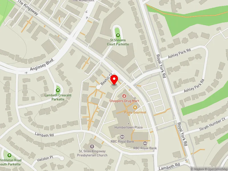 RentSafeTO apartment evaluation map view of 14 BEXHILL CRT in Etobicoke Centre, Toronto