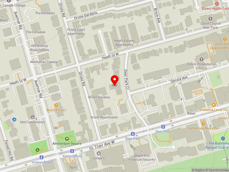 RentSafeTO apartment evaluation map view of 14 DEER PARK CRES in Toronto-St. Paul's, Toronto
