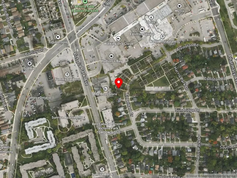 RentSafeTO apartment evaluation satellite view of 14 ENGELHART CRES in Scarborough Southwest, Toronto