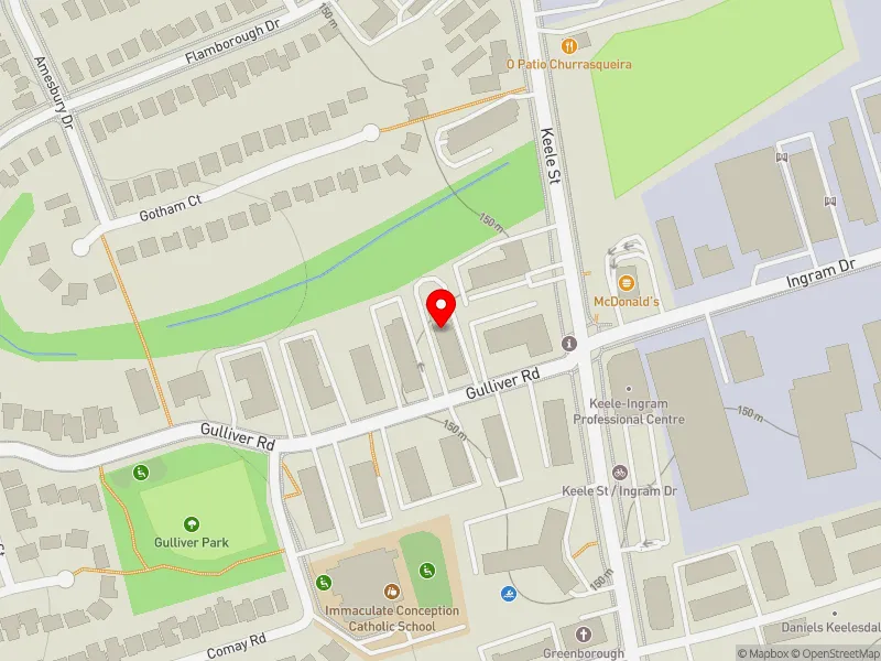 RentSafeTO apartment evaluation map view of 14 GULLIVER RD in York South-Weston, Toronto