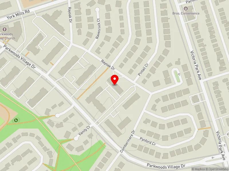 RentSafeTO apartment evaluation map view of 14 RAYOAK DR in Don Valley East, Toronto