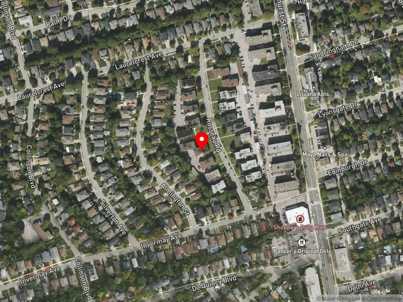 RentSafeTO apartment evaluation satellite view of 14 ROSSEAU RD in York Centre, Toronto